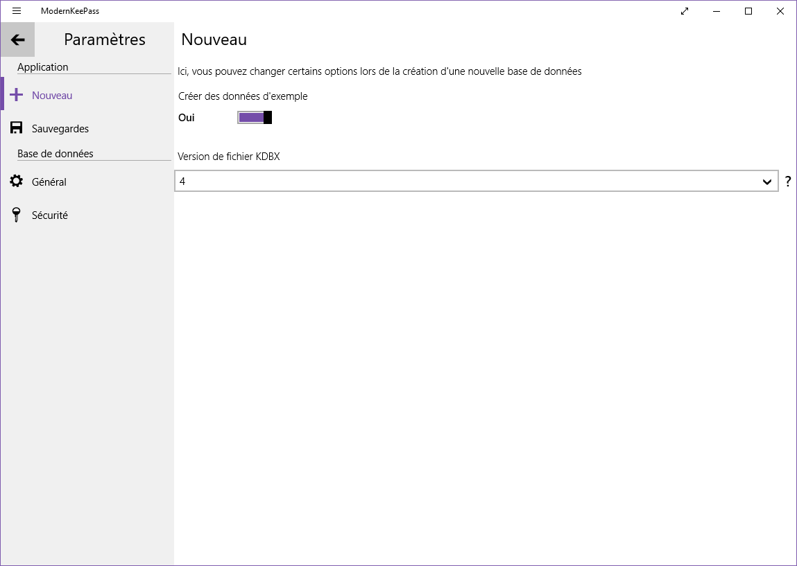 /wismna/modernkeepass/raw/commit/752e96884dcd53f934fd0f5e46642ff599a0c13a/ModernKeePass10/appMetadata/fr-fr/baselisting/images/Screenshot/Settings.png